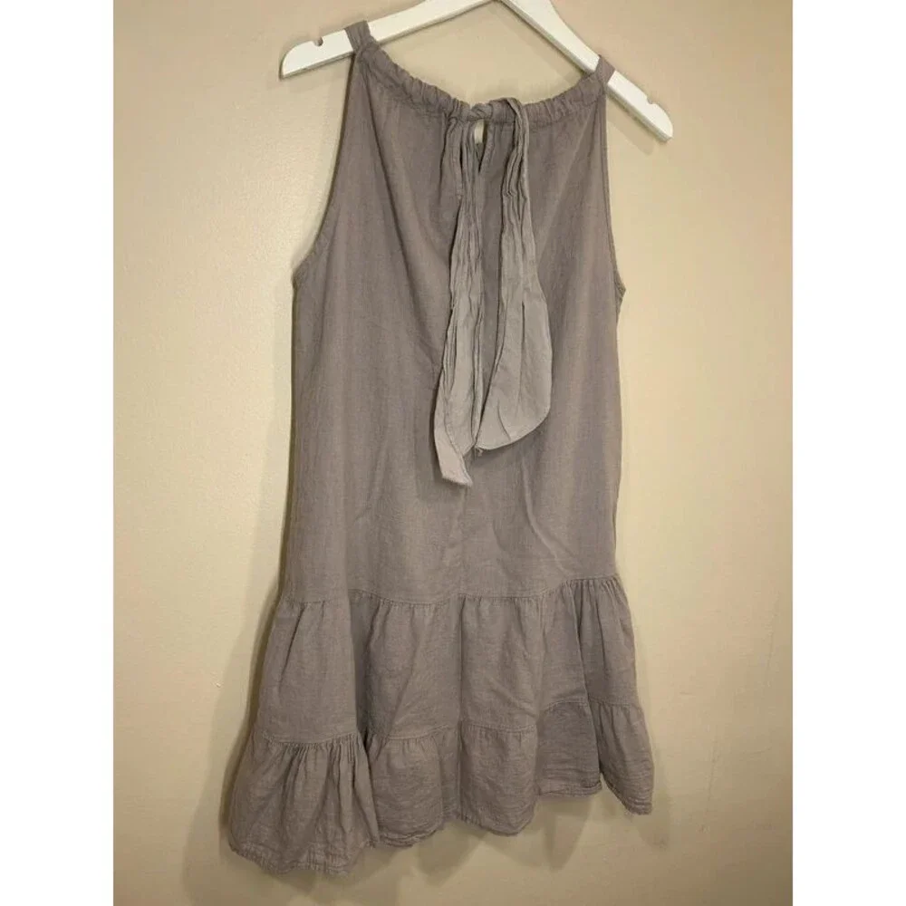 Bella Umbra Linen Blend Women's SM Taupe Flowy Summer Dress Cottagecore